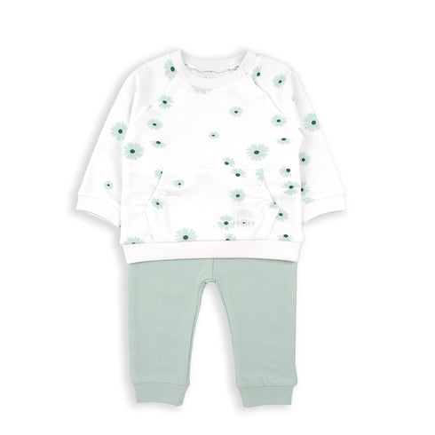 Babybol 2 Piece Outfit White/Green Flowers